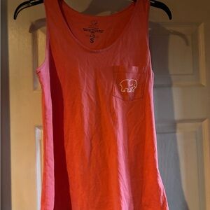 ivory ella Coral Pink Tank Top with Pocket Elephant Logo